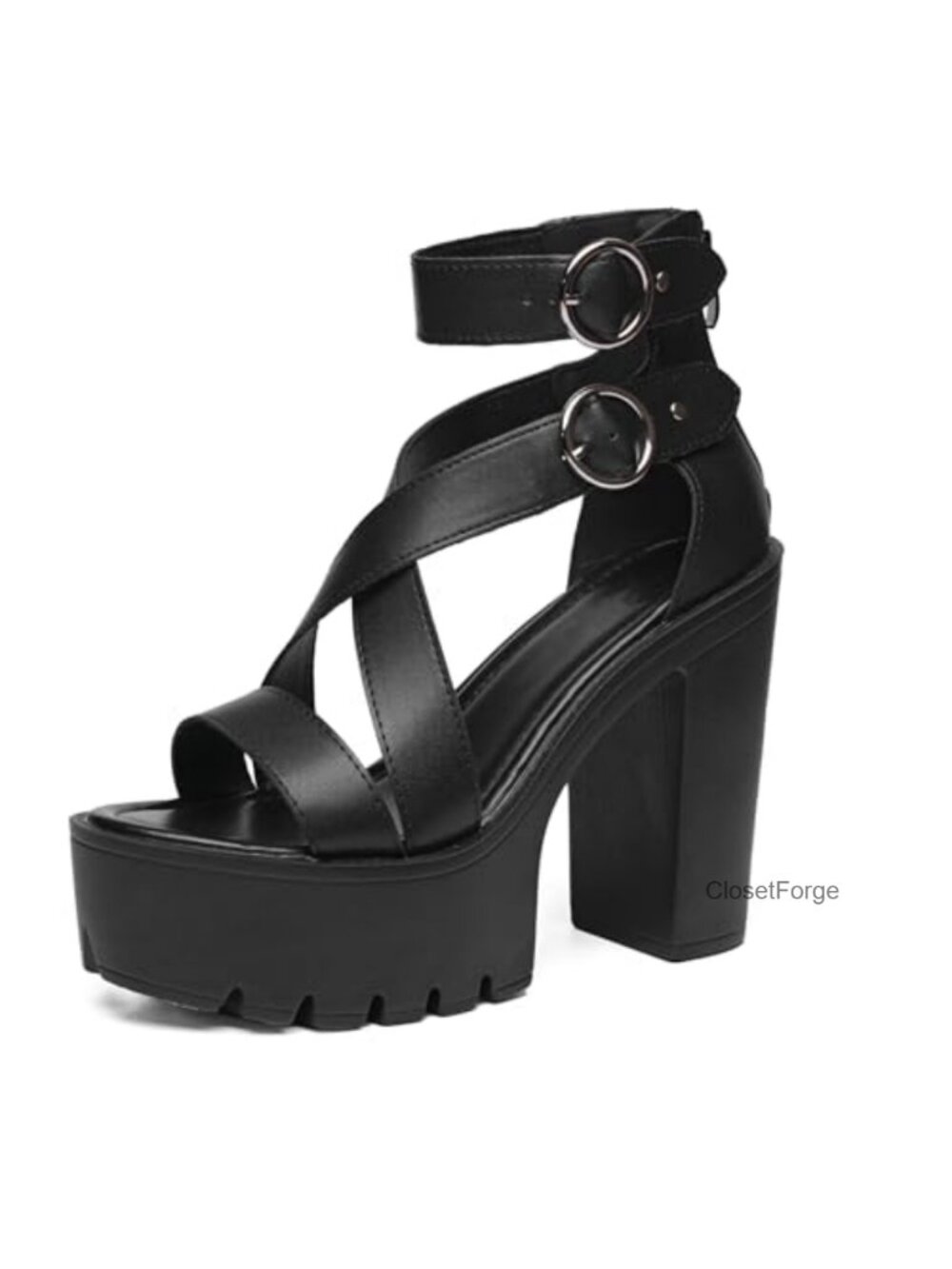 Chunky Platform Wedge Sandals Open Toe High Heels Slippers for Women with Ankle